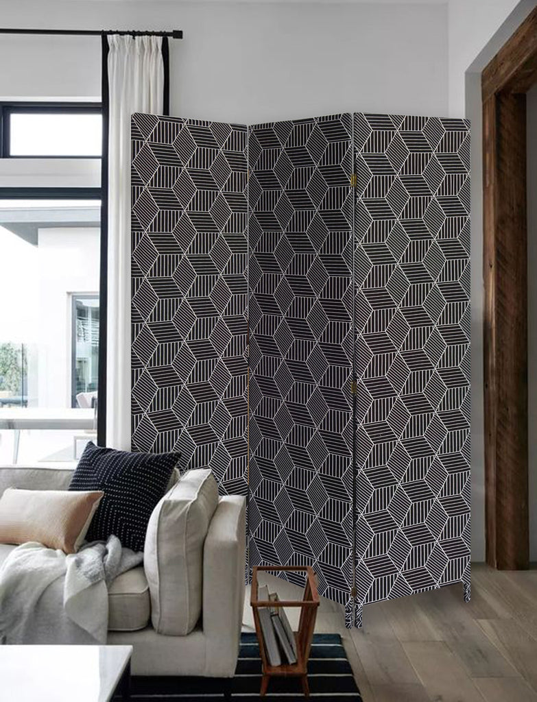 3 Panel Black Soft Fabric Finish Room Divider