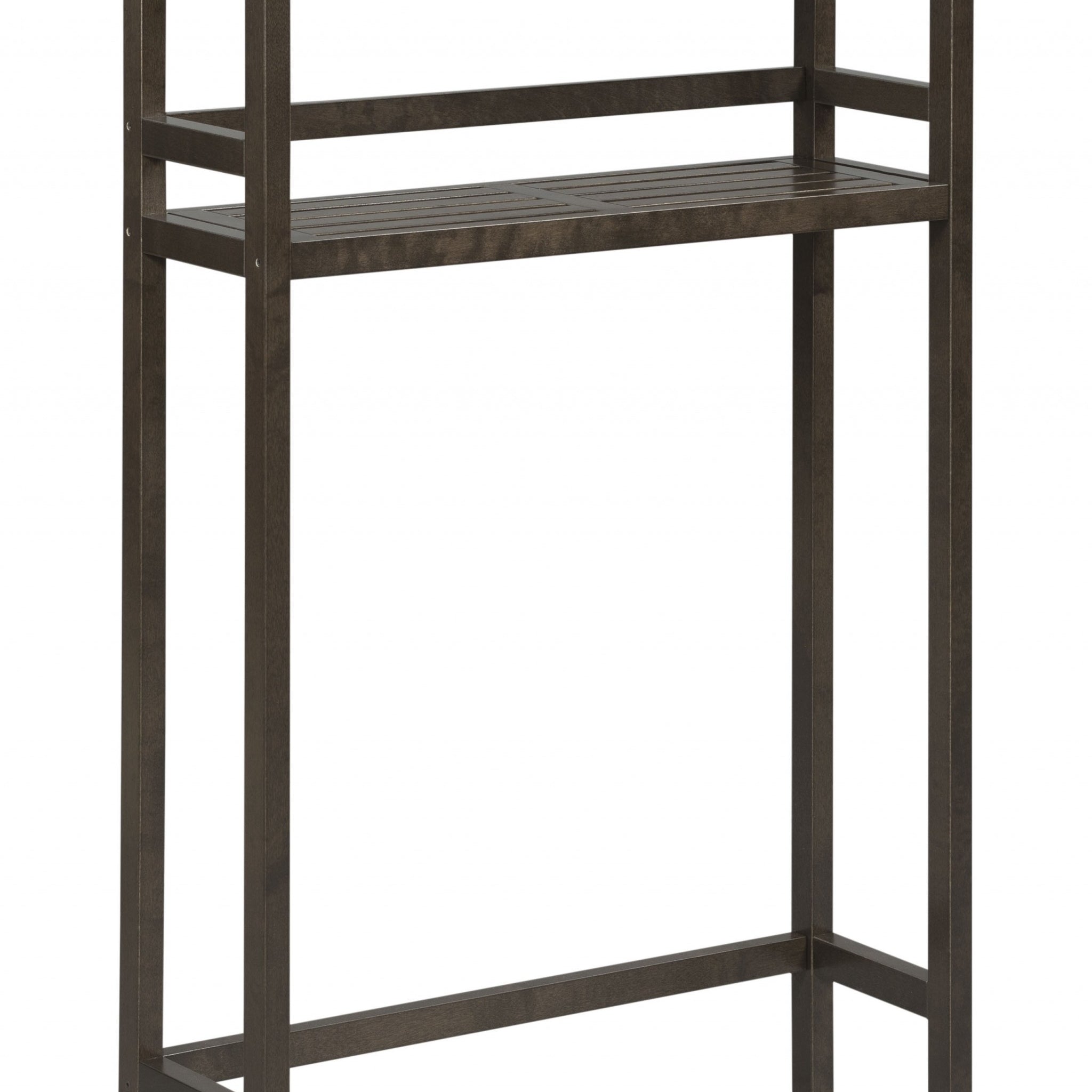 48" Espresso Finish 2 Tier Solid Wood Over Toilet Organizer