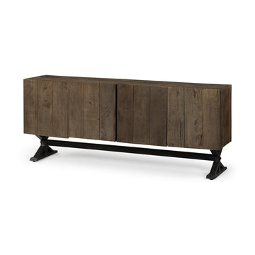 18" Brown Solid Wood Sideboard with Four Doors