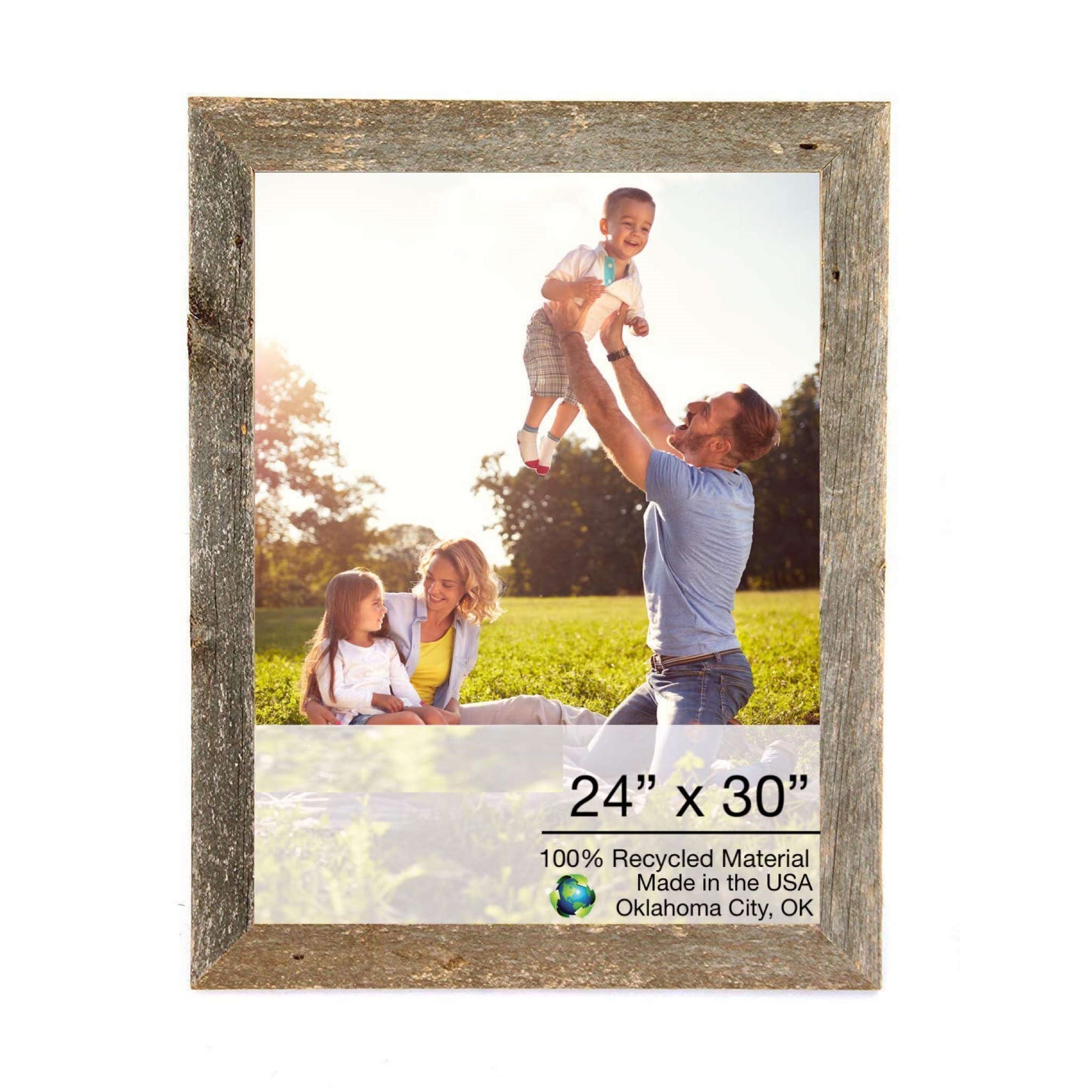 LuxxHomes  24 X 30 Natural Weathered Grey Picture Frame With Plexiglass Holder