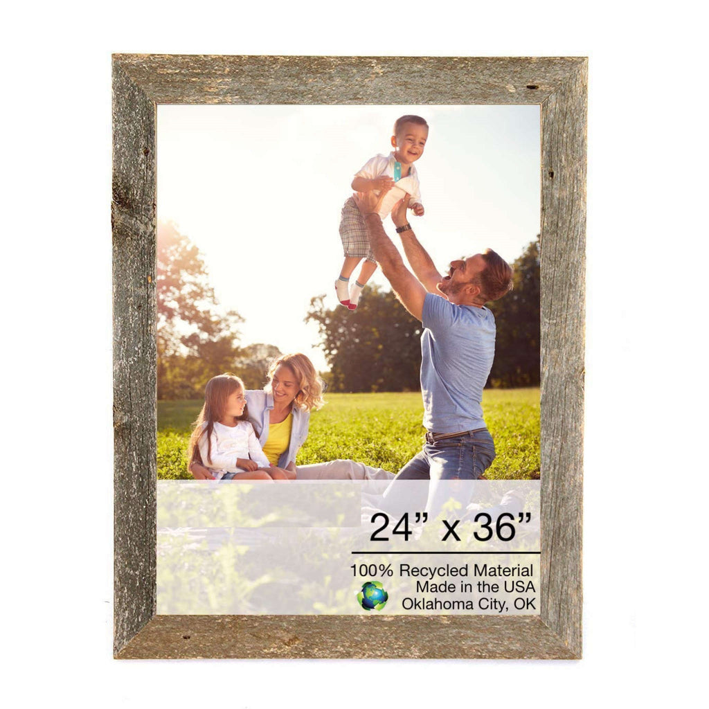 LuxxHomes  24X36 Natural Weathered Grey Picture Frame With Plexiglass Holder