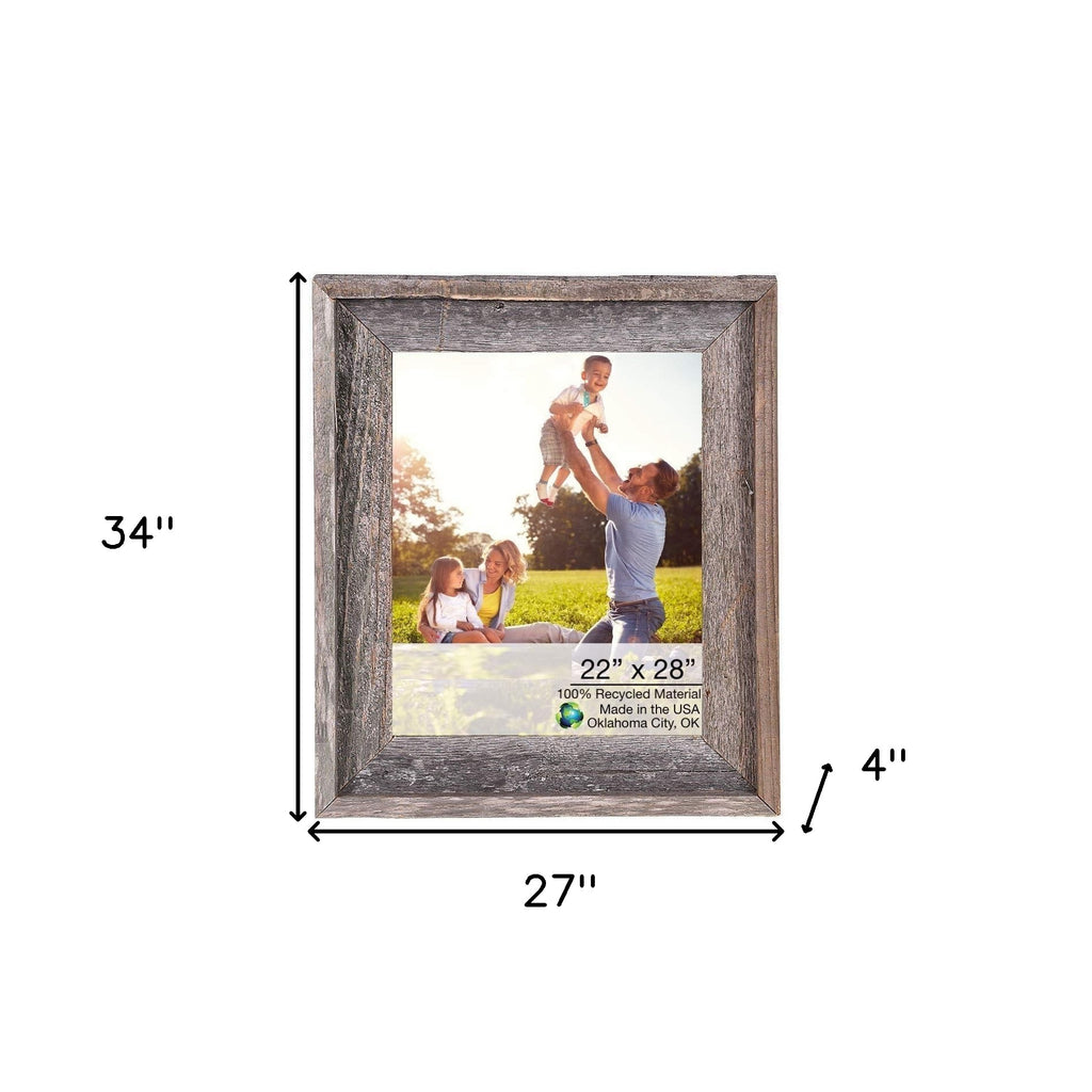 LuxxHomes  22X28 Natural Weathered Grey Picture Frame With Plexiglass Holder