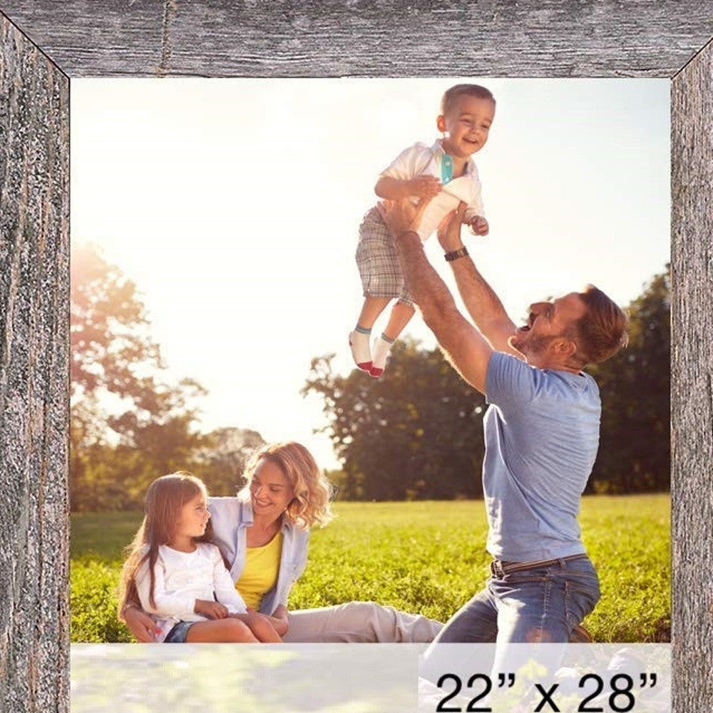 LuxxHomes  22X28 Natural Weathered Grey Picture Frame With Plexiglass Holder