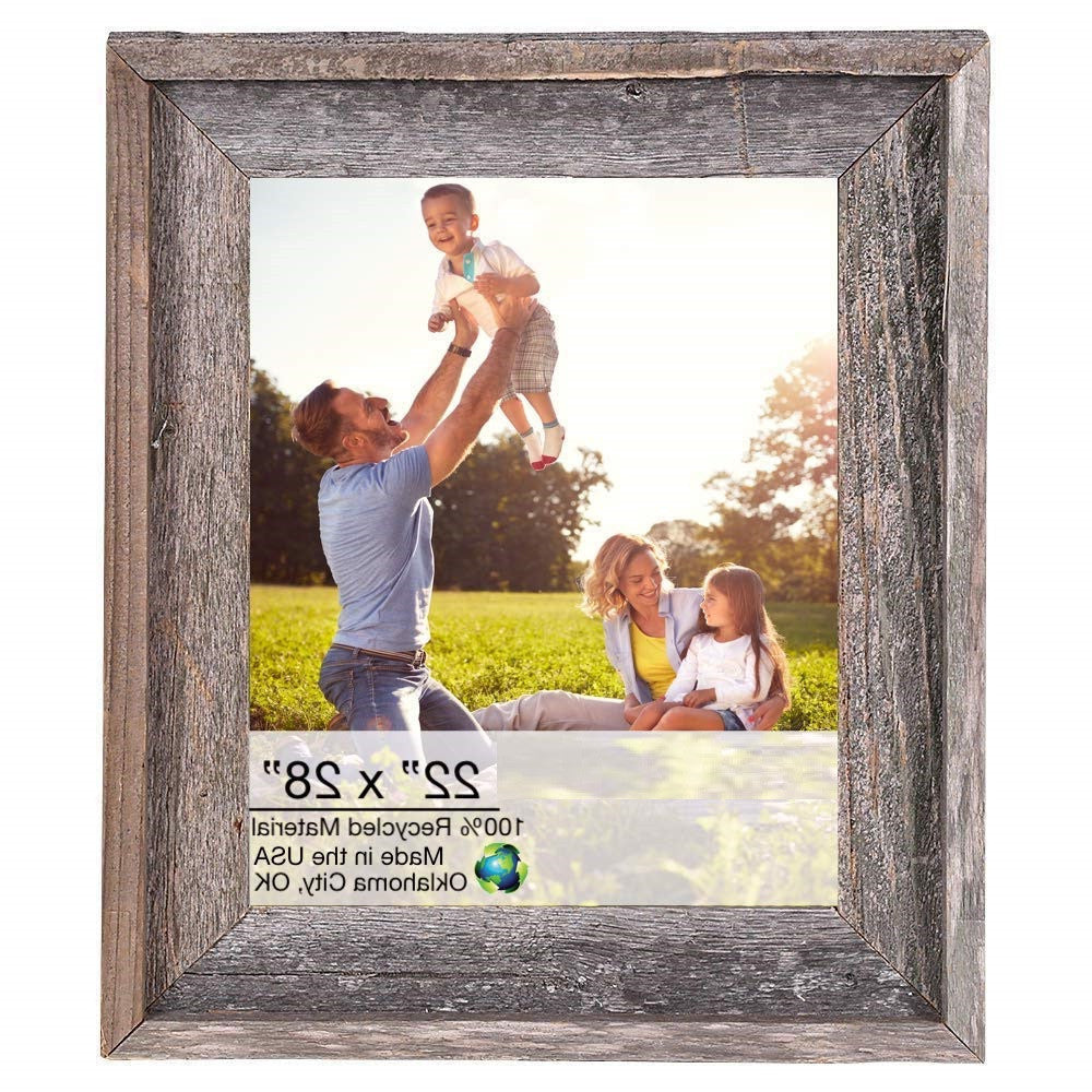 LuxxHomes  22X28 Natural Weathered Grey Picture Frame With Plexiglass Holder