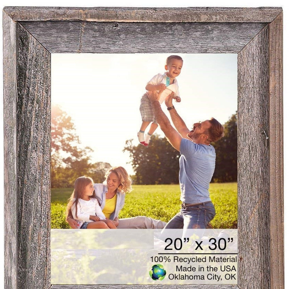 LuxxHomes  20X30 Natural Weathered Grey Picture Frame With Plexiglass Holder