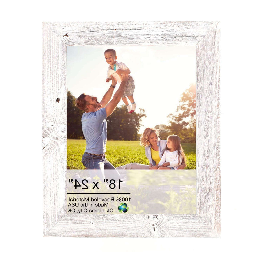 LuxxHomes  18X24 Rustic White Washed Picture Frame With Plexiglass Holder