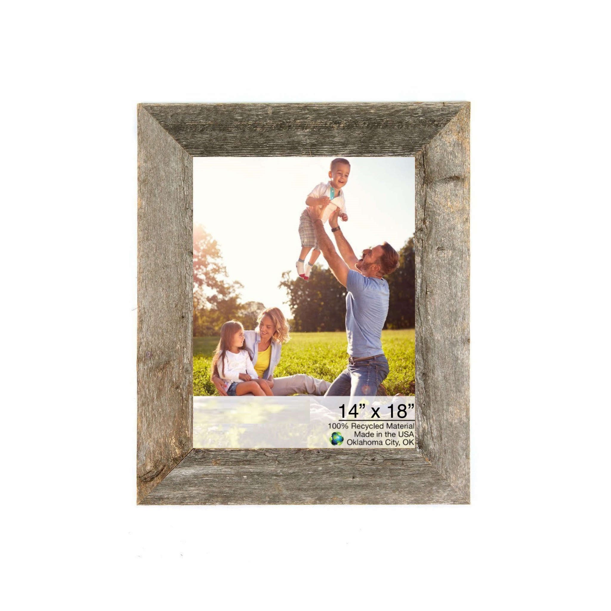 LuxxHomes  14X18 Natural Weathered Grey Picture Frame With Plexiglass Holder