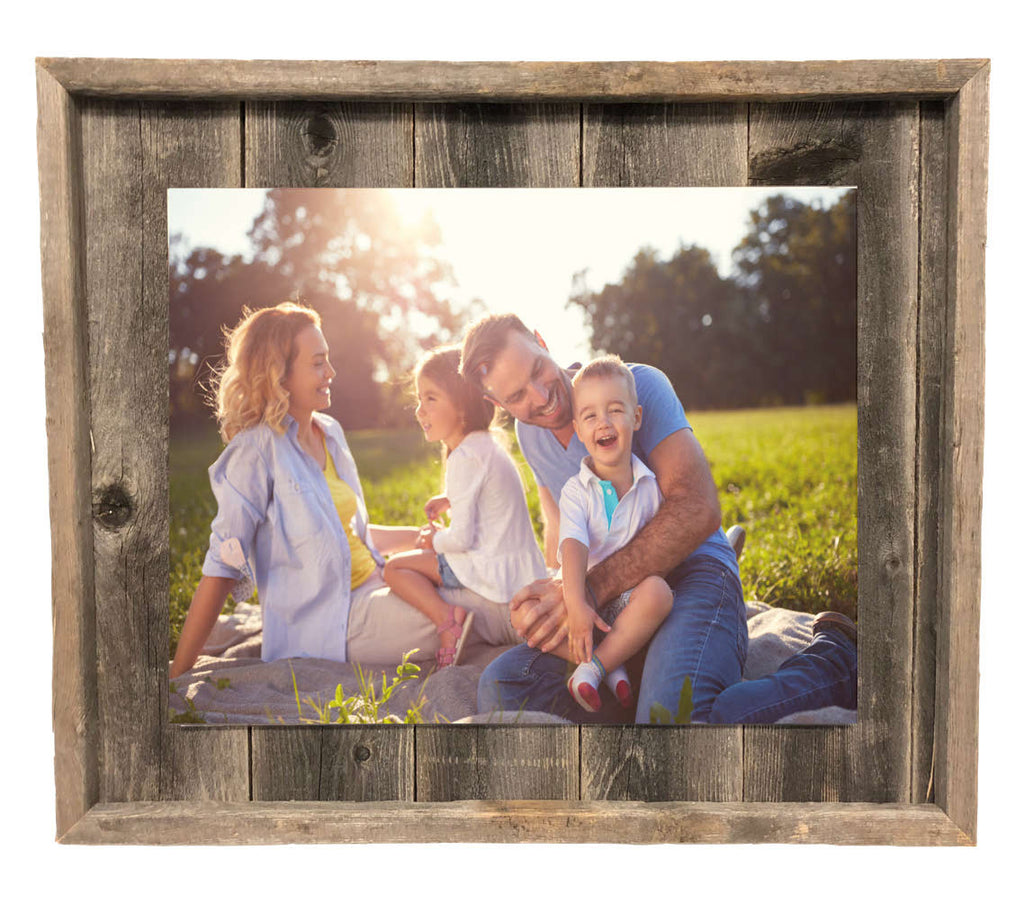 LuxxHomes  11X14 Weathered Grey Picture Frame With Plexiglass Holder