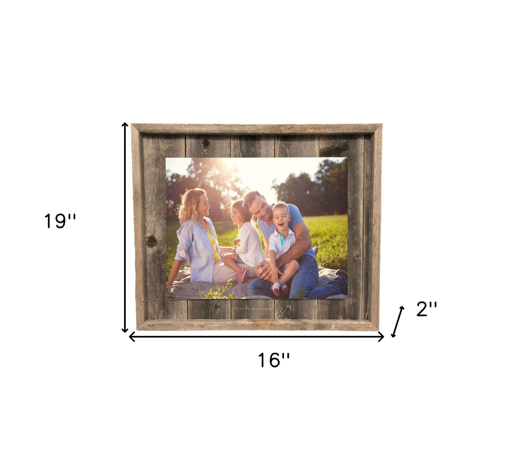 LuxxHomes  11X14 Weathered Grey Picture Frame With Plexiglass Holder