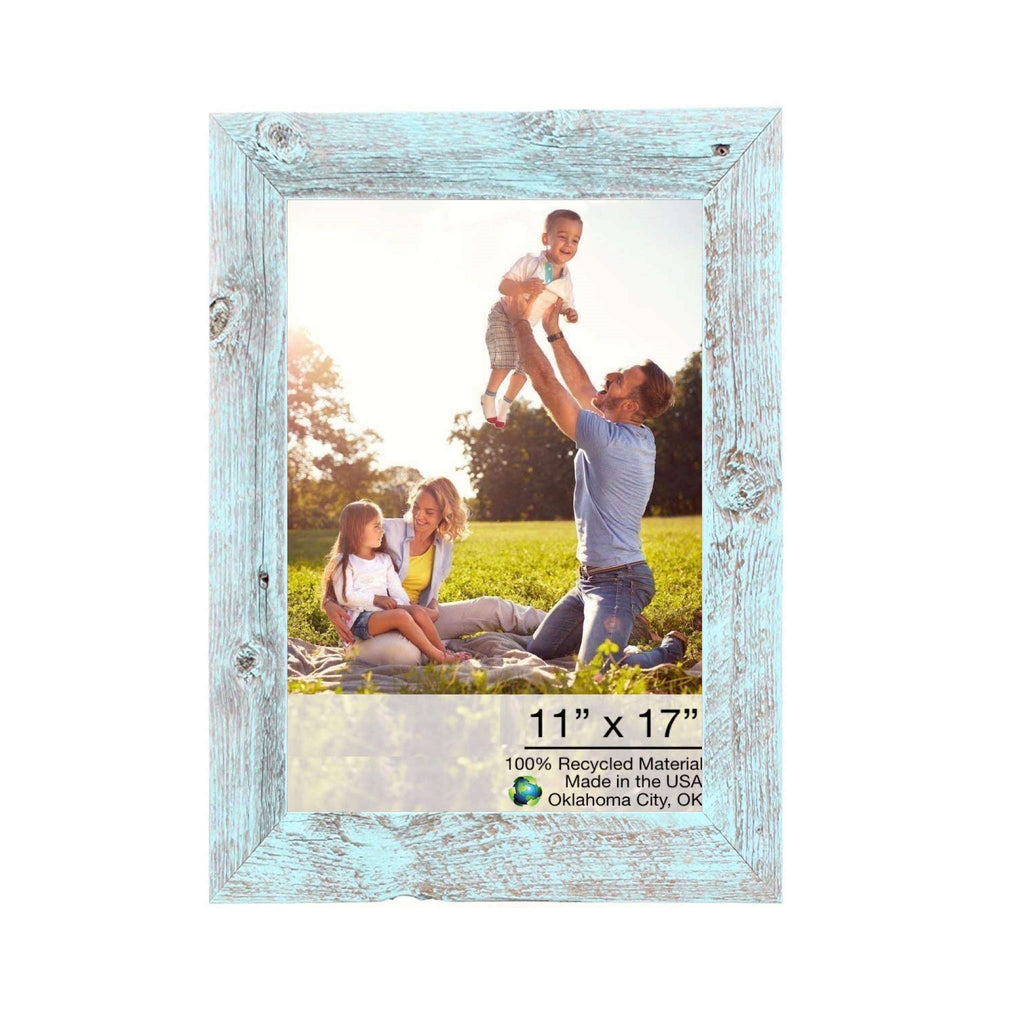 LuxxHomes  11X17 Rustic Blue Picture Frame