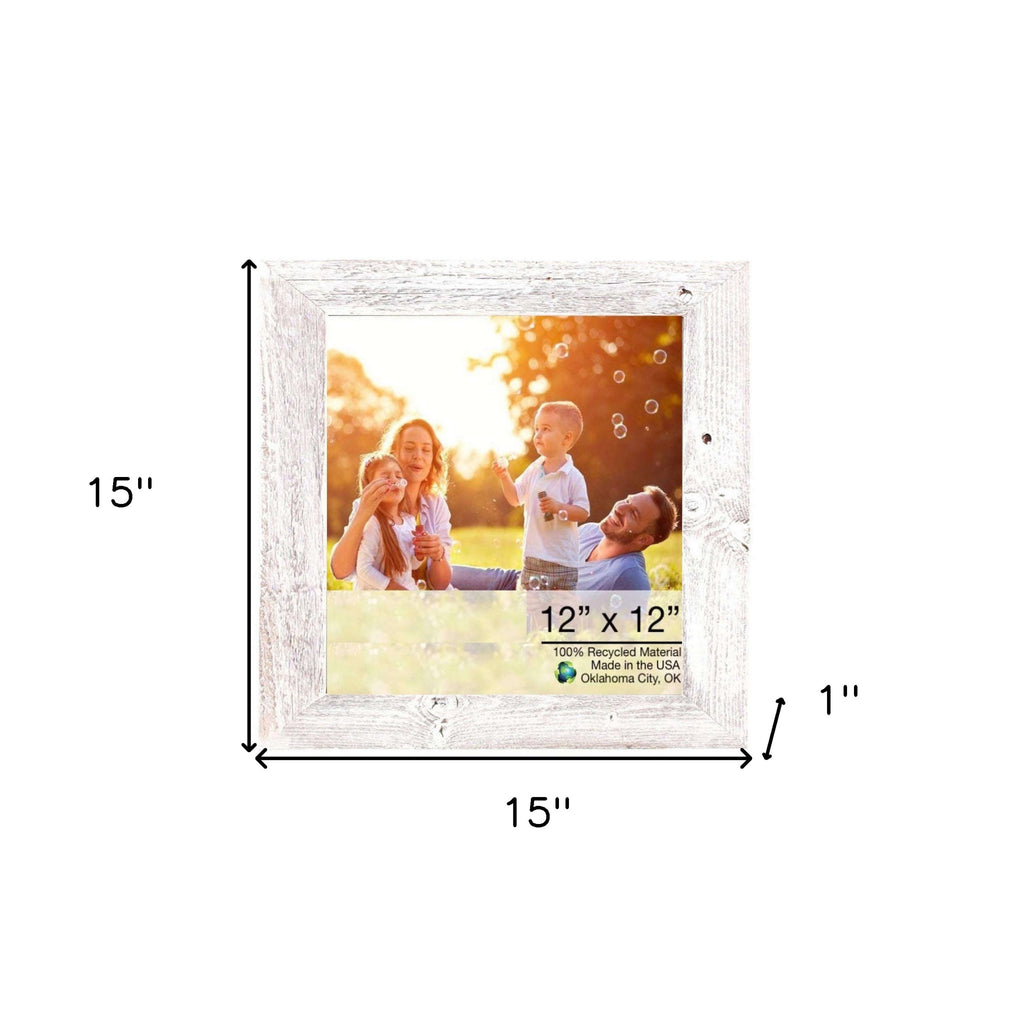 LuxxHomes  12X12 Rustic White Washed Picture Frame With Plexiglass Holder