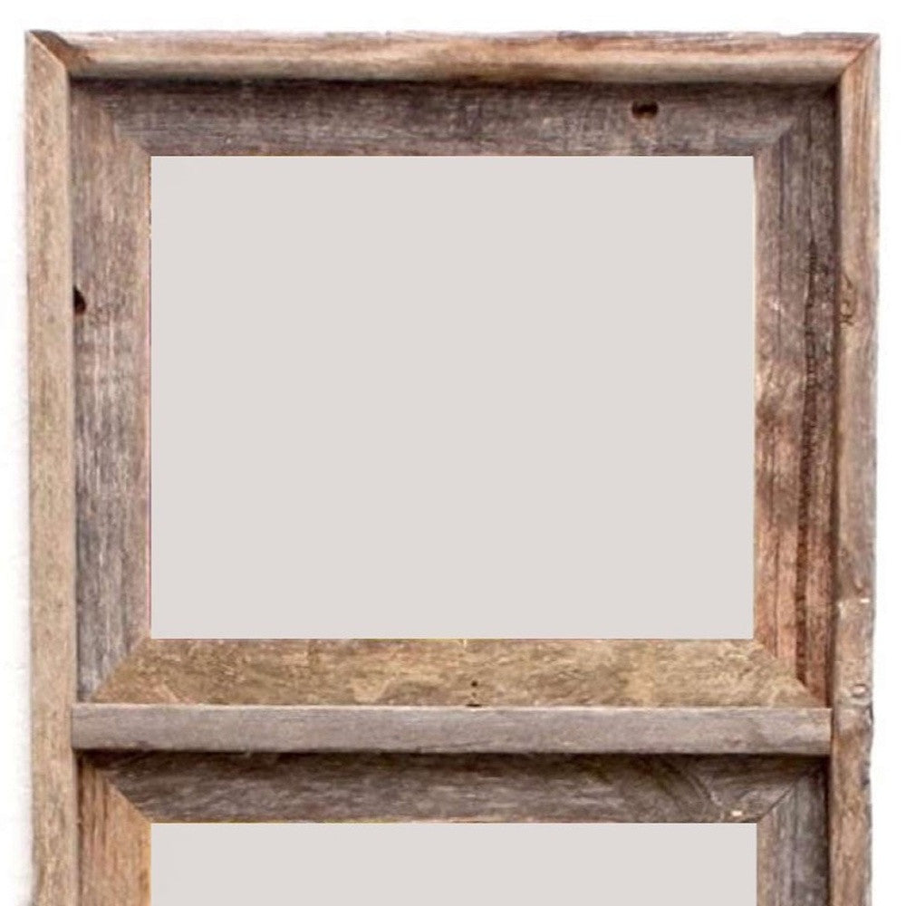 LuxxHomes  8 x 10 Gray Reclaimed Wood Three Slot Hanging Picture Frame