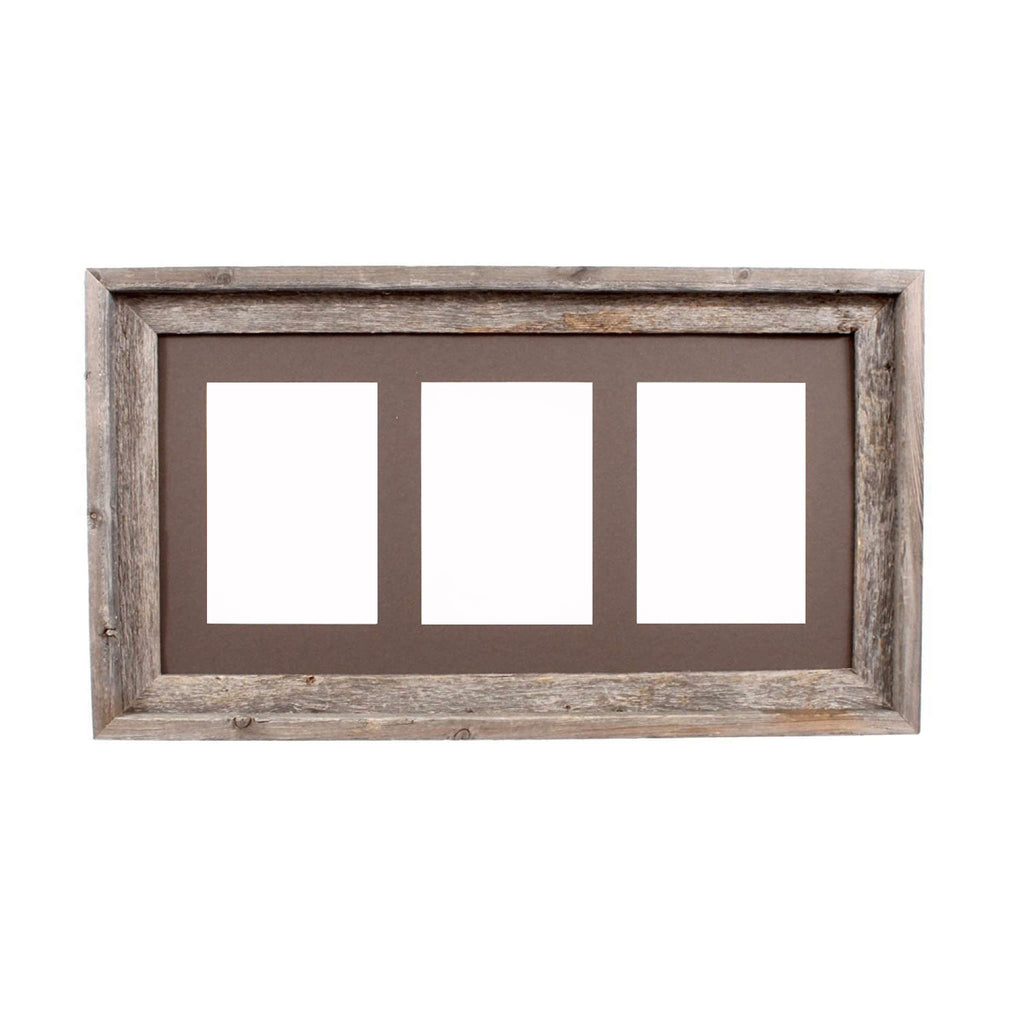 LuxxHomes  5X7 Natural Weathered Grey Three Photo Picture Frame