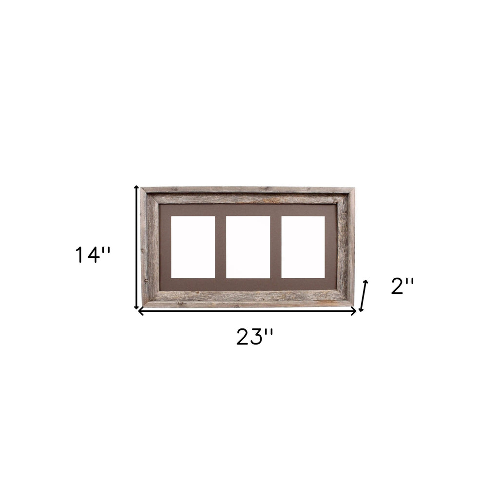 LuxxHomes  5X7 Natural Weathered Grey Three Photo Picture Frame