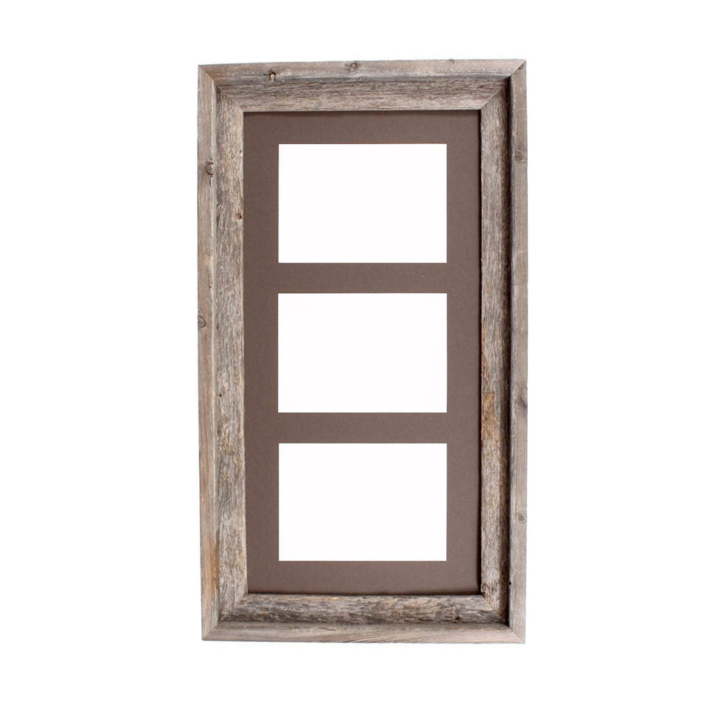 LuxxHomes  5X7 Natural Weathered Grey Three Photo Picture Frame