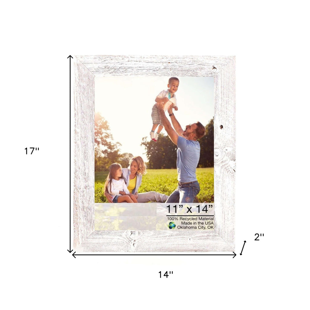 LuxxHomes  11X14 Rustic White Washed Picture Frame With Plexiglass Holder