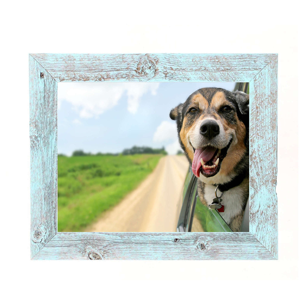 LuxxHomes  11X14 Rustic Blue Picture Frame With Plexiglass Holder