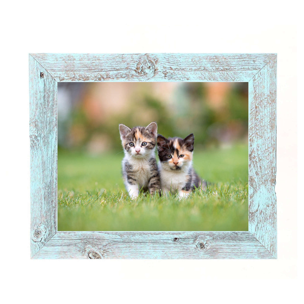 LuxxHomes  11X14 Rustic Blue Picture Frame With Plexiglass Holder