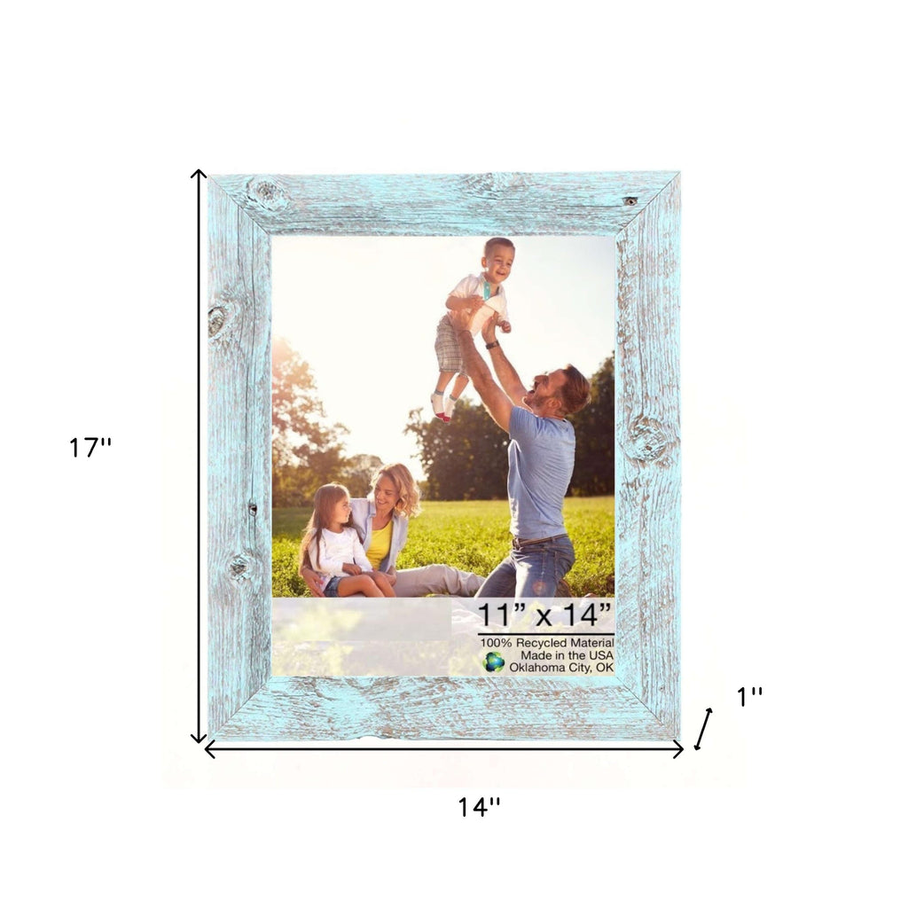 LuxxHomes  11X14 Rustic Blue Picture Frame With Plexiglass Holder