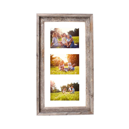 LuxxHomes  3 5X7 Rustic White Picture Frame With Plexiglass Holder