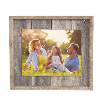 LuxxHomes  8X10 Rustic Weathered Grey Picture Frame With Plexiglass Holder