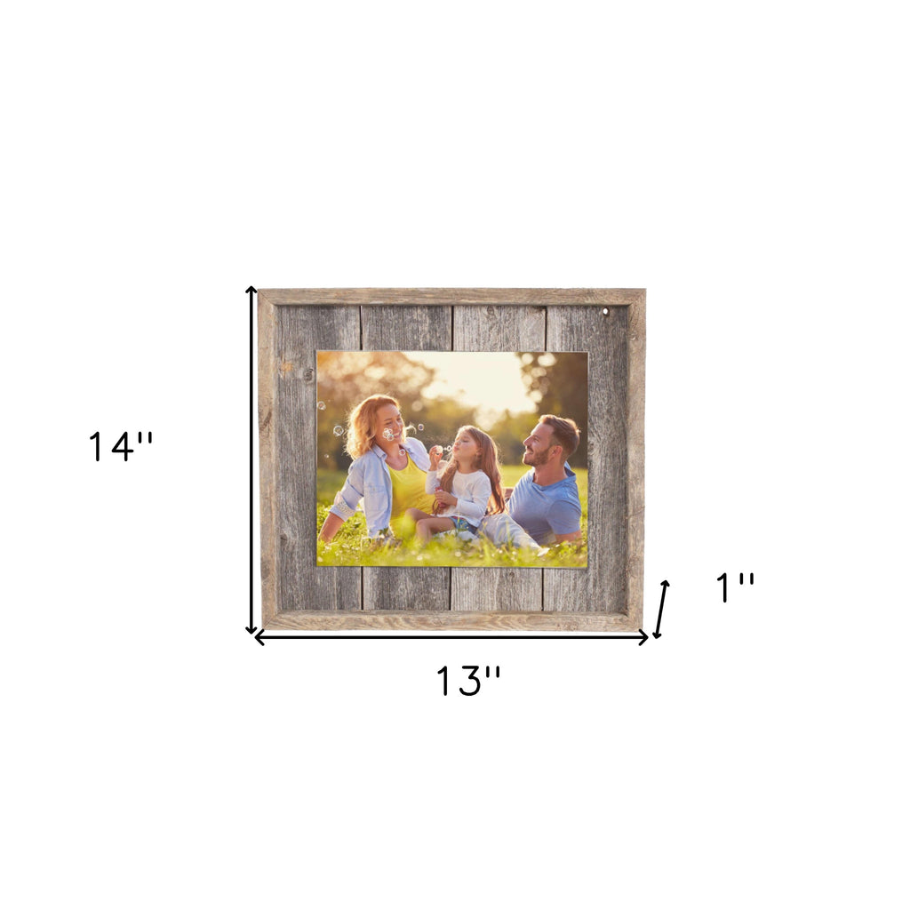 LuxxHomes  8X10 Rustic Weathered Grey Picture Frame With Plexiglass Holder