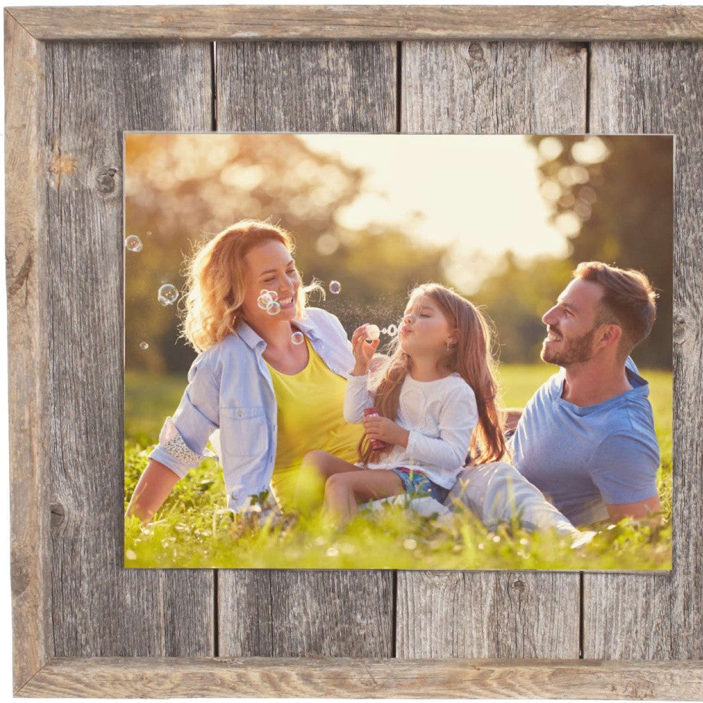 LuxxHomes  8X10 Rustic Weathered Grey Picture Frame With Plexiglass Holder