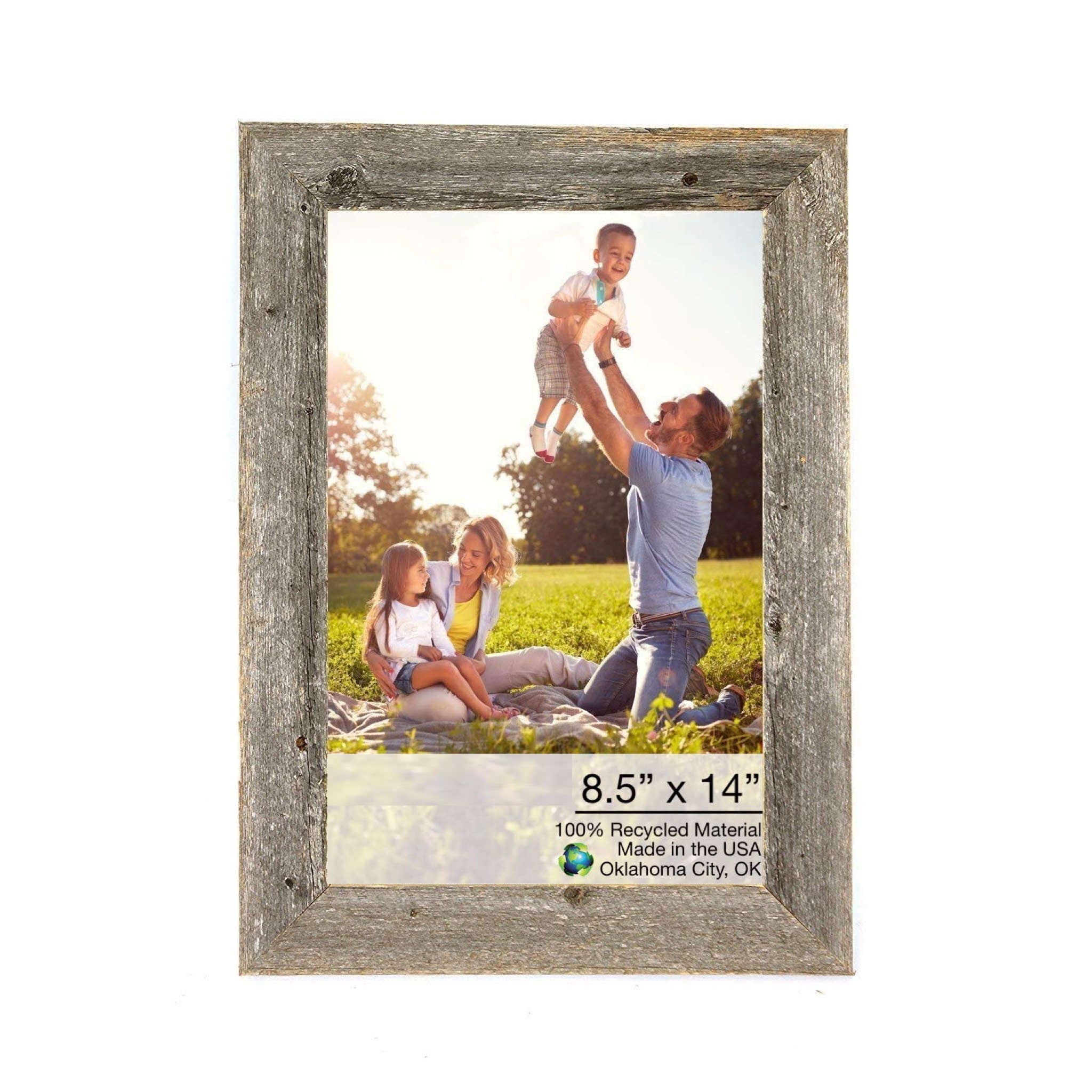 LuxxHomes  8.5X14 Natural Weathered Grey Picture Frame With Plexiglass Holder