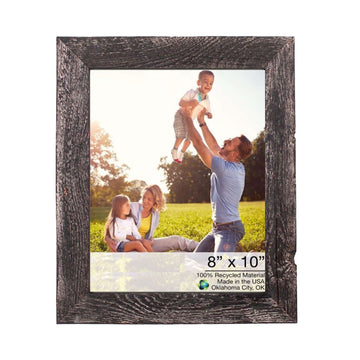 LuxxHomes  12"X13" Rustic Smoky Black Picture Frame