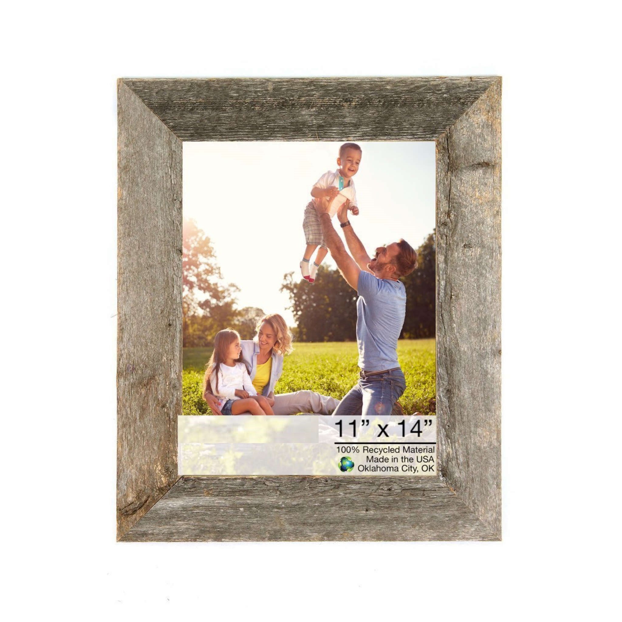 LuxxHomes  11X14 Rustic Weathered Grey Picture Frame With Plexiglass Holder