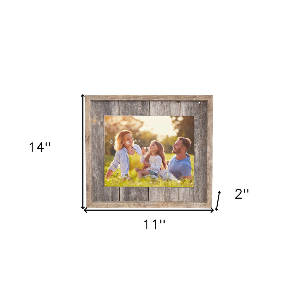 LuxxHomes  11"X14" Rustic Weathered Gray Picture Frame With Plexiglass Holder