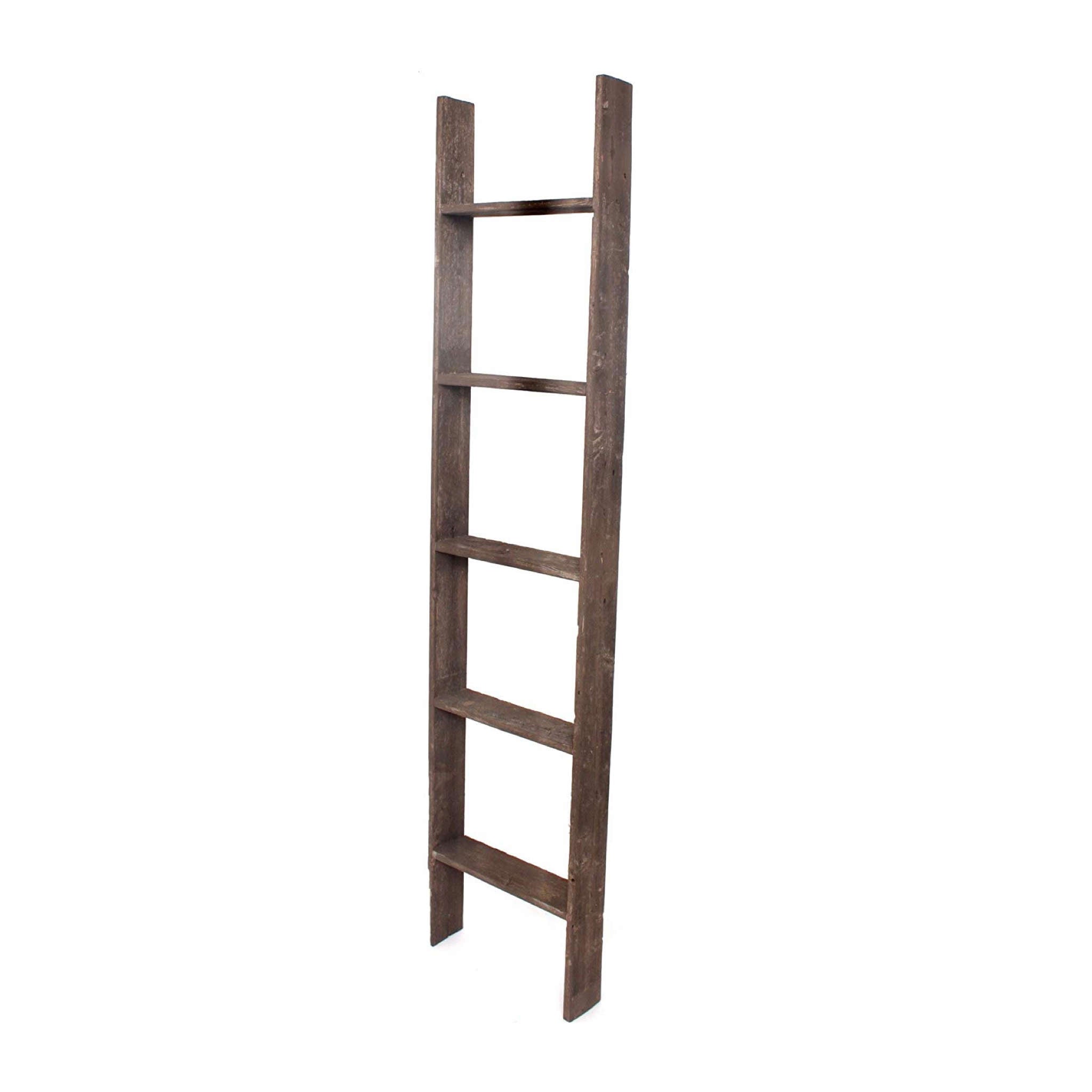 LuxxHomes  5 Step Rustic Wood Ladder Shelf