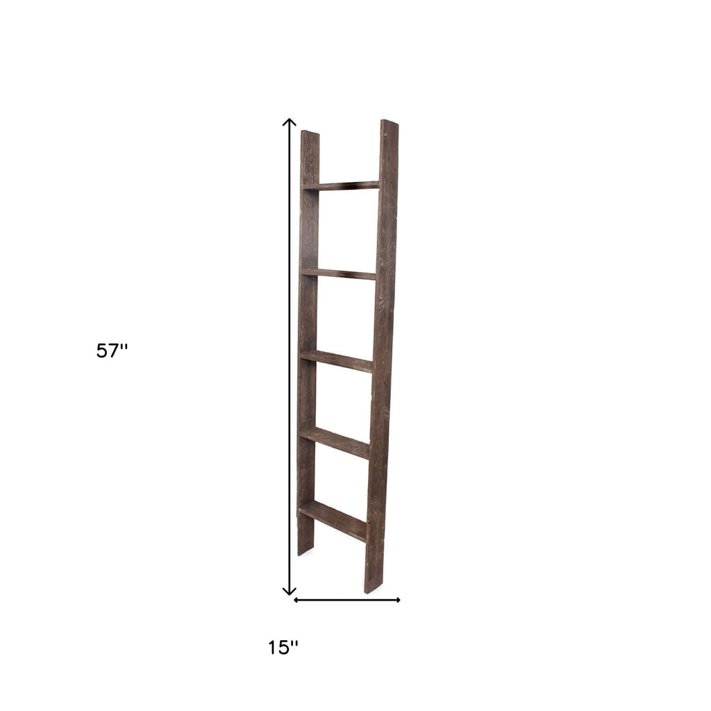 LuxxHomes  5 Step Rustic Wood Ladder Shelf