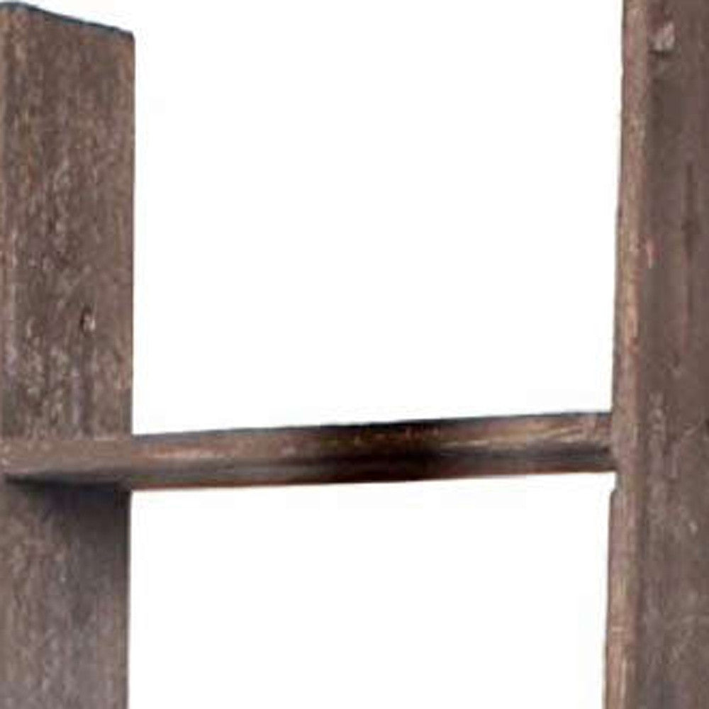 LuxxHomes  5 Step Rustic Wood Ladder Shelf