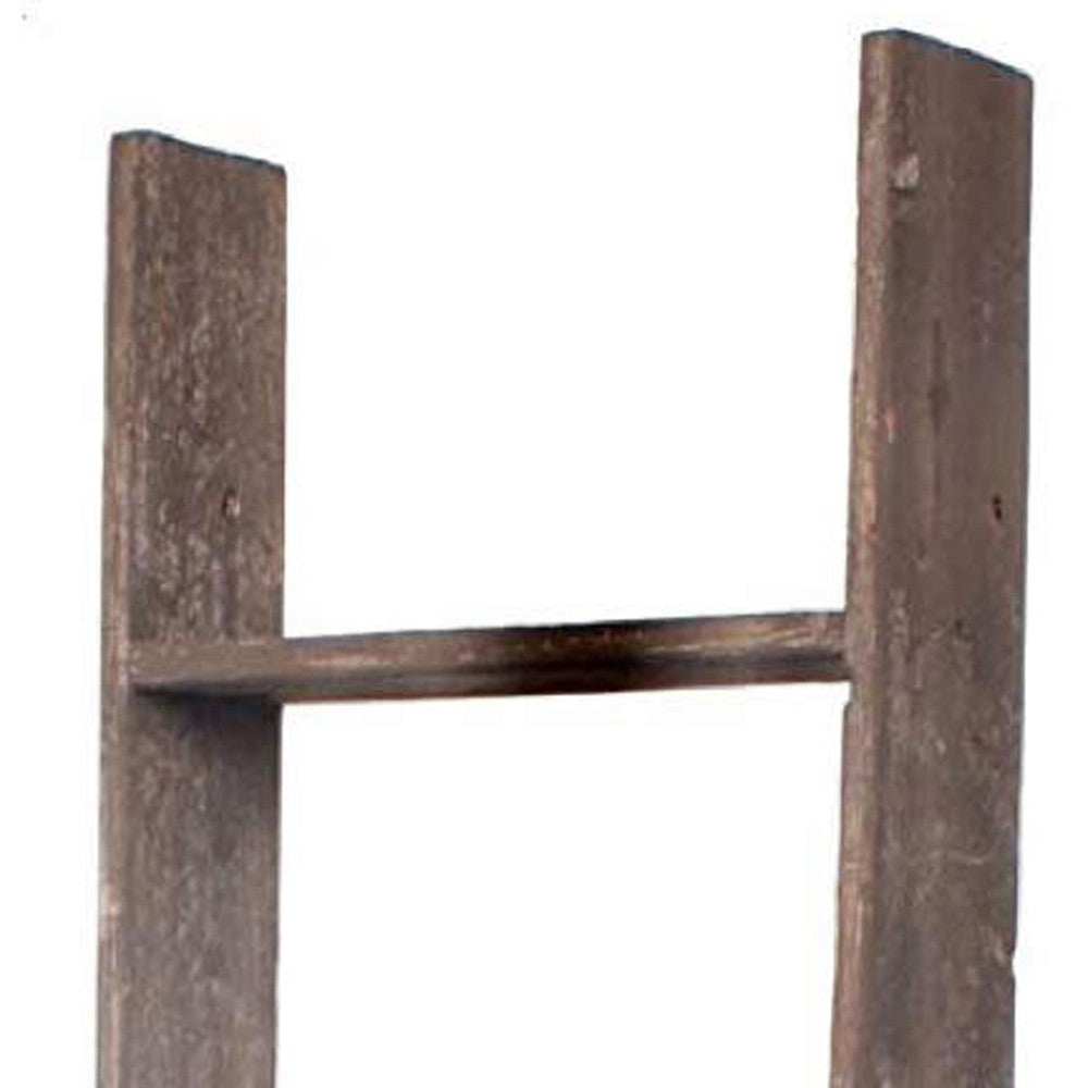 LuxxHomes  5 Step Rustic Wood Ladder Shelf