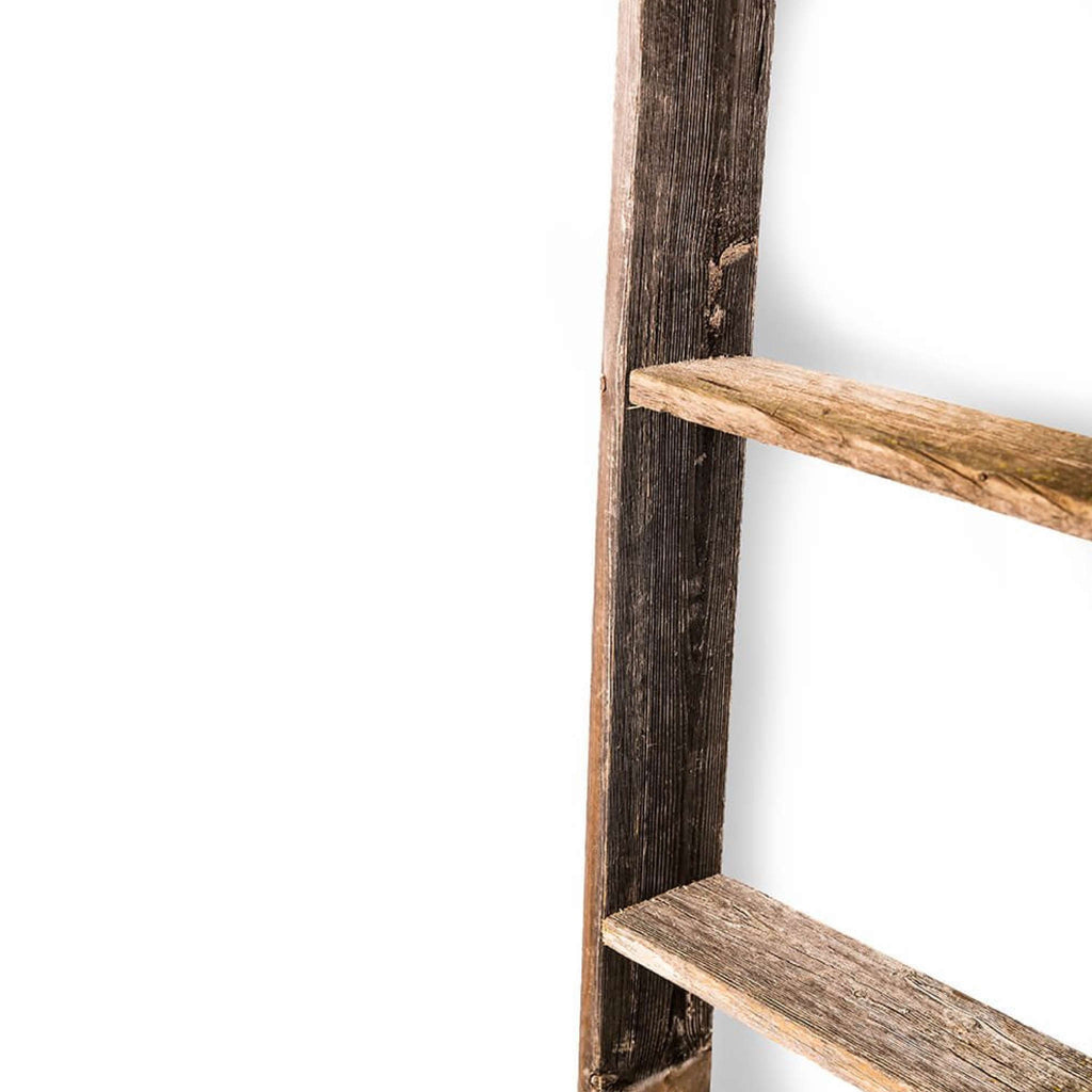 LuxxHomes  4 Step Rustic Black Wood Ladder Shelf