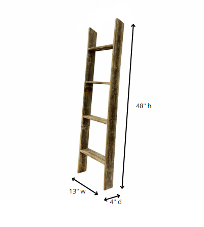 LuxxHomes  4 Step Rustic Black Wood Ladder Shelf