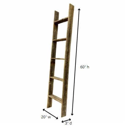 LuxxHomes  5 Step Rustic Weathered Grey Wood Ladder Shelf