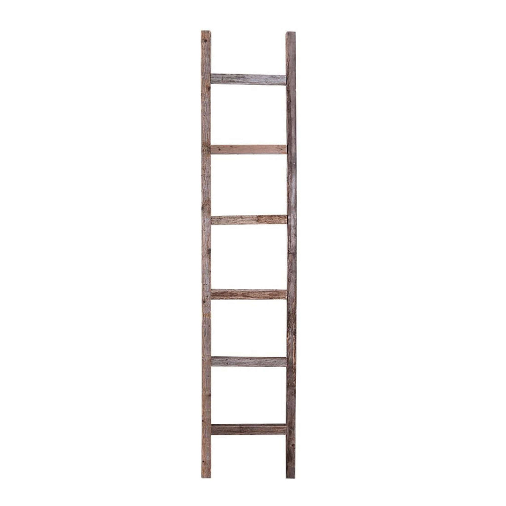 72" Gray Rustic Seven Step Wood Ladder Shelf