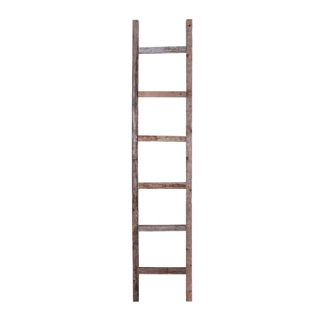 72" Gray Rustic Seven Step Wood Ladder Shelf