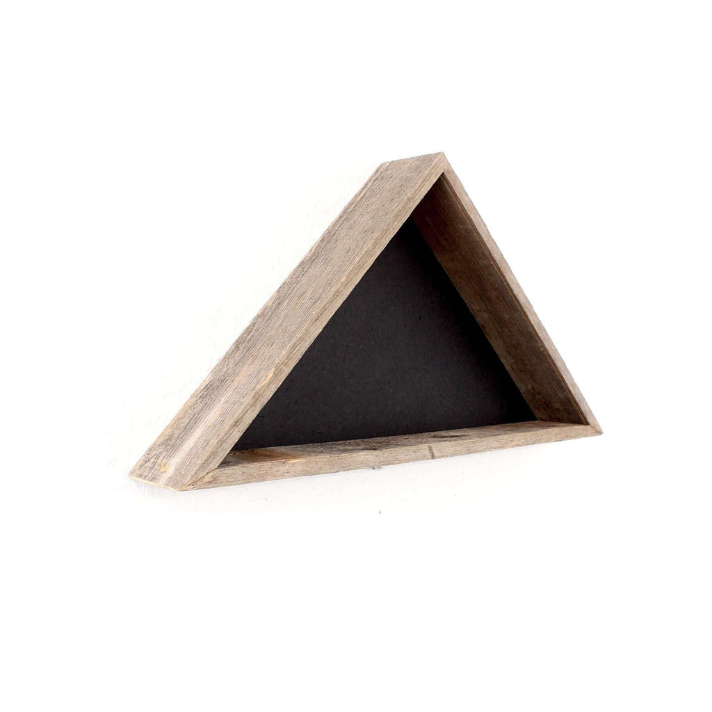 LuxxHomes  Rustic Weathered Grey Reclaimed Wood Triangle Wooden Display Flag Case