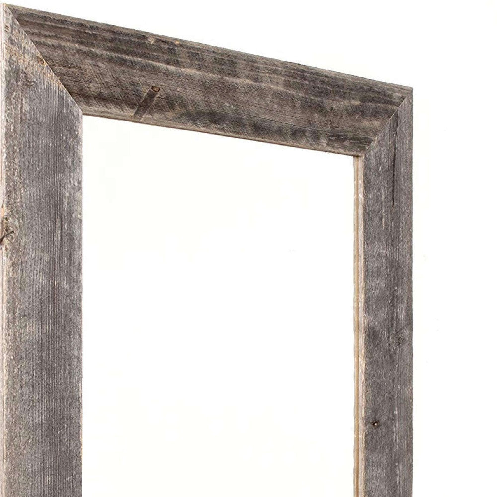 Rustic Weathered Gray Reclaimed Wood Plank Mirror With Shelf