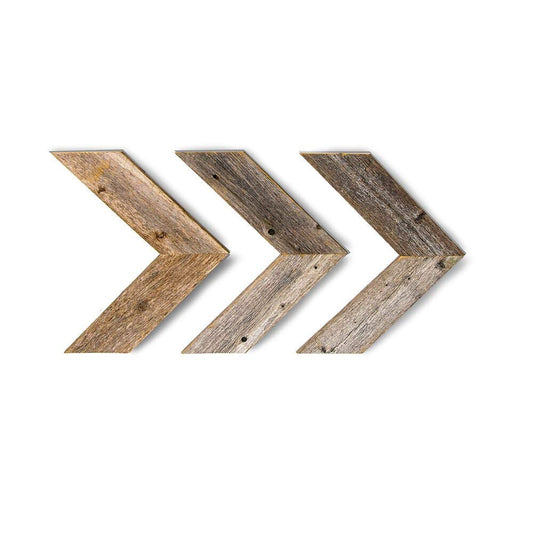 LuxxHomes  Set Of 3 Rustic Weathered Grey Wood Chevron Arrow