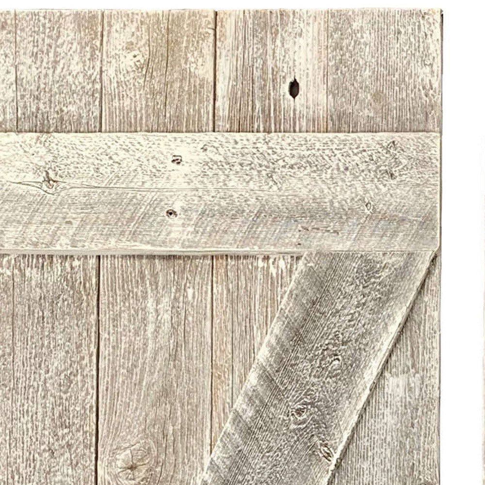 LuxxHomes  Set Of Two Rustic Weathered Grey Wood Decorative Window Shutters