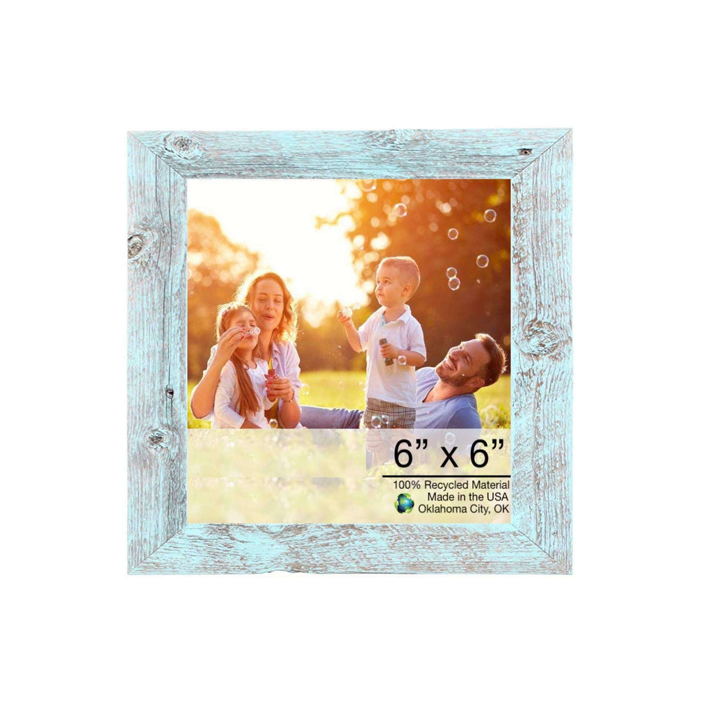 LuxxHomes  8"X9" Rustic Blue Picture Frame