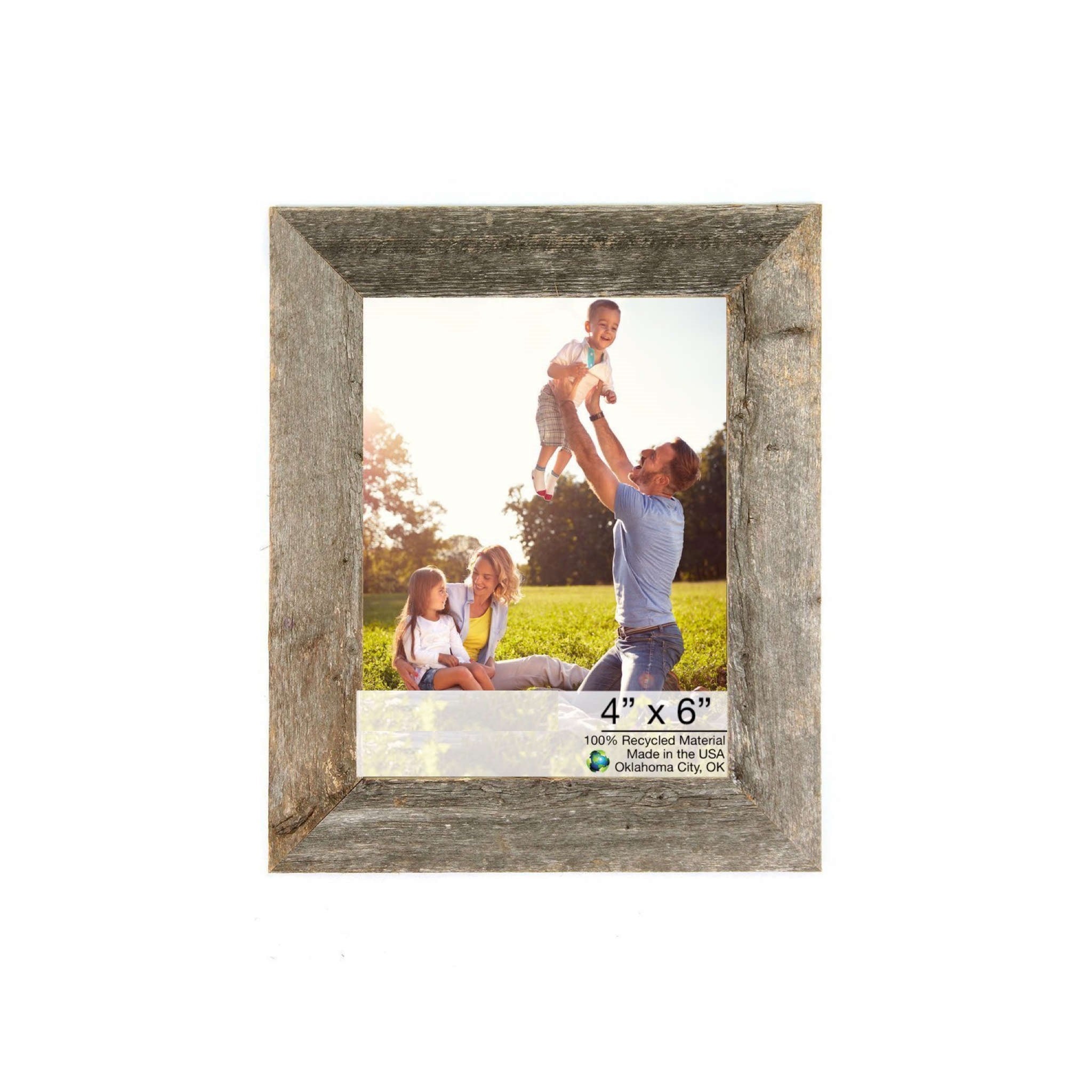 LuxxHomes  7"X8" Natural Weathered Grey Picture Frame With Easel Backs