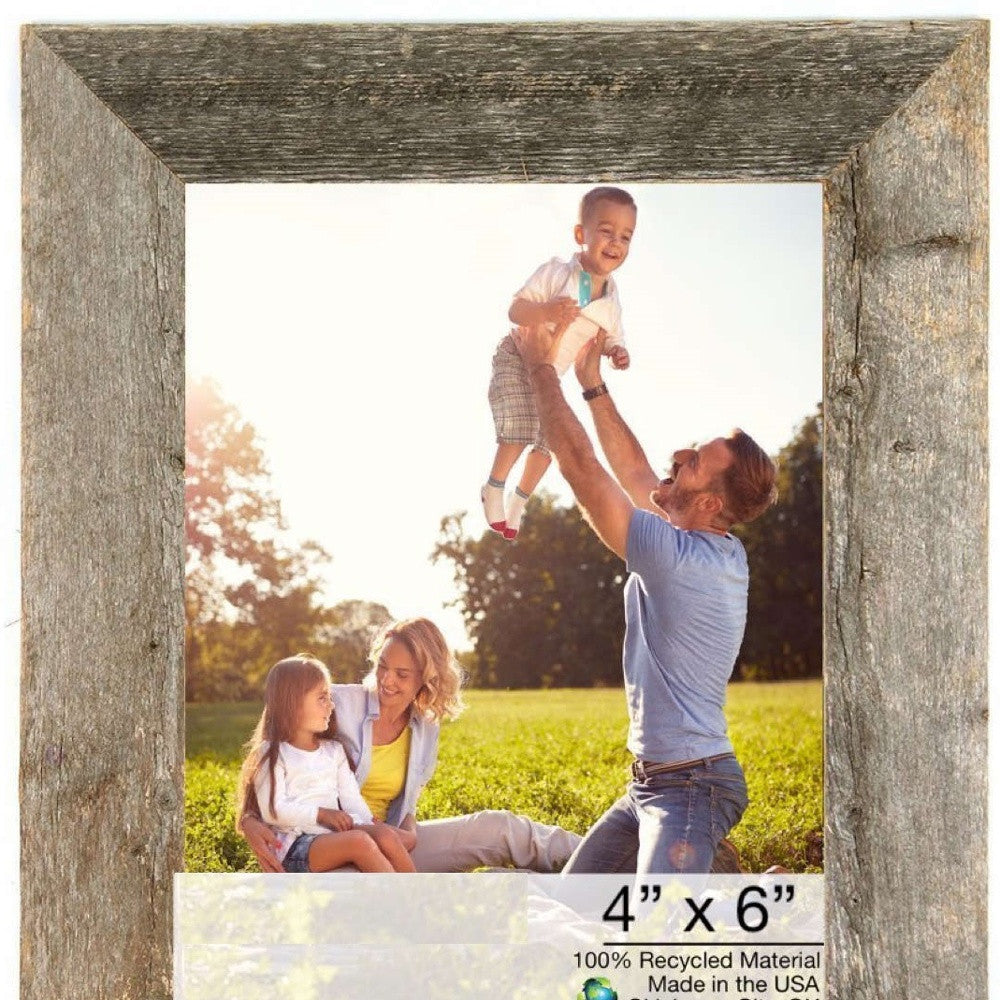 LuxxHomes  7"X8" Natural Weathered Grey Picture Frame With Easel Backs