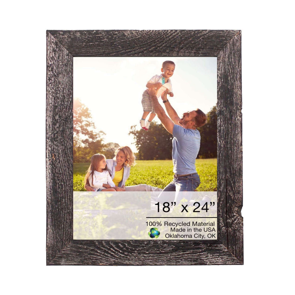 LuxxHomes  18X24 Rustic Smoky Black Picture Frame With Plexiglass Holder