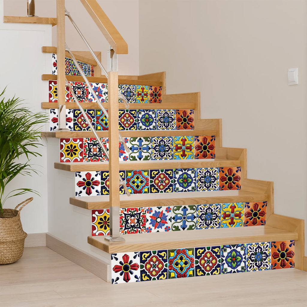 LuxxHomes  4" X 4" Festival Brights Mosaic Peel And Stick Removable Tiles