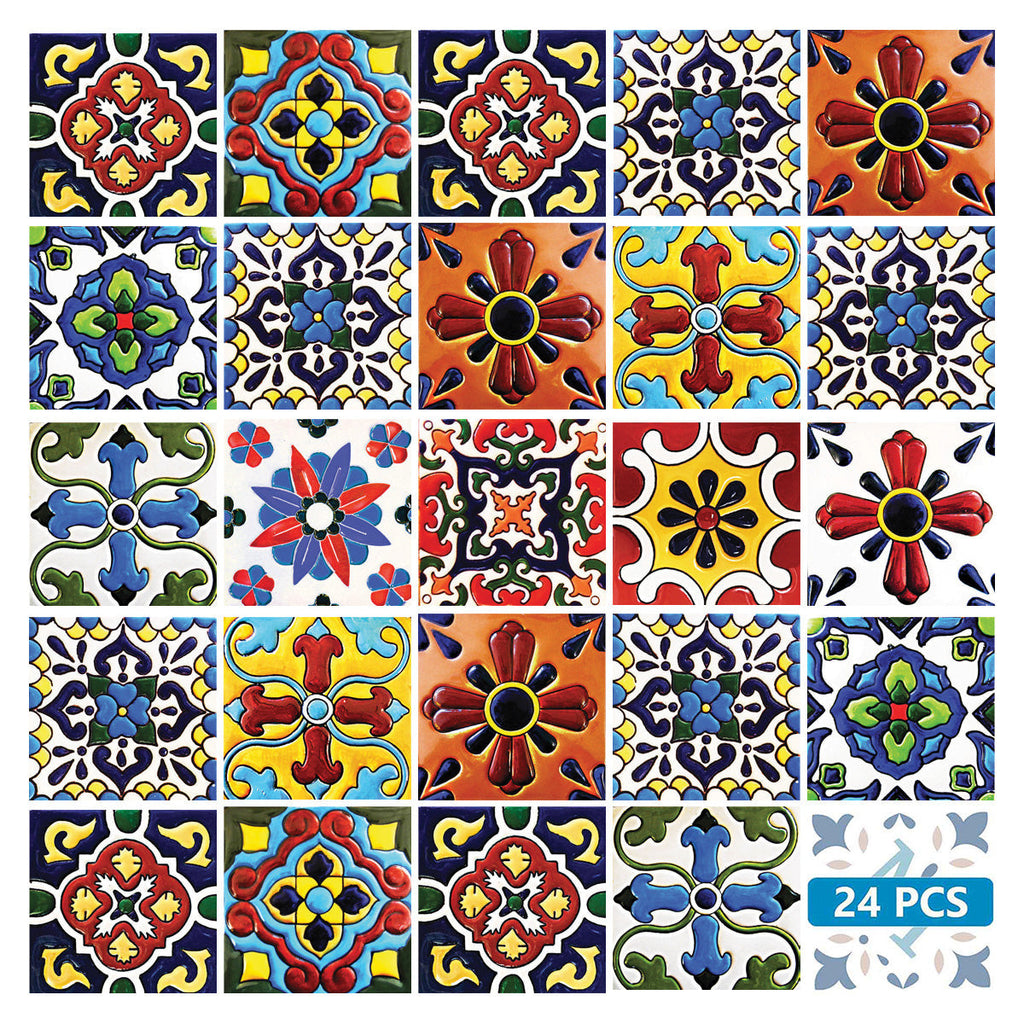 LuxxHomes  4" X 4" Festival Brights Mosaic Peel And Stick Removable Tiles